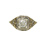 Deco Yellow Gold Filigree Engagement Ring