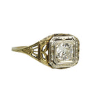 Deco Yellow Gold Filigree Engagement Ring