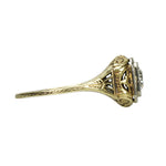 Deco Yellow Gold Filigree Engagement Ring