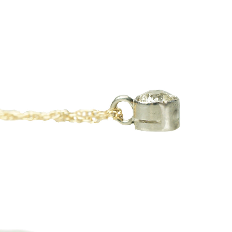 Orbit Platinum and Yellow Gold Solitaire Pendant - Gem Set Love