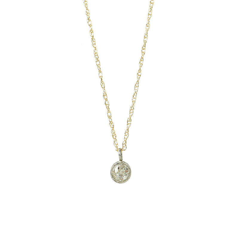 Orbit Platinum and Yellow Gold Solitaire Pendant - Gem Set Love