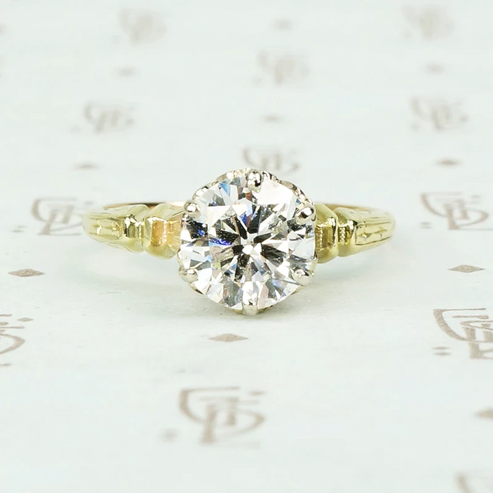 1.32 carat e color I1 Transitional cut diamond vintage solitaire