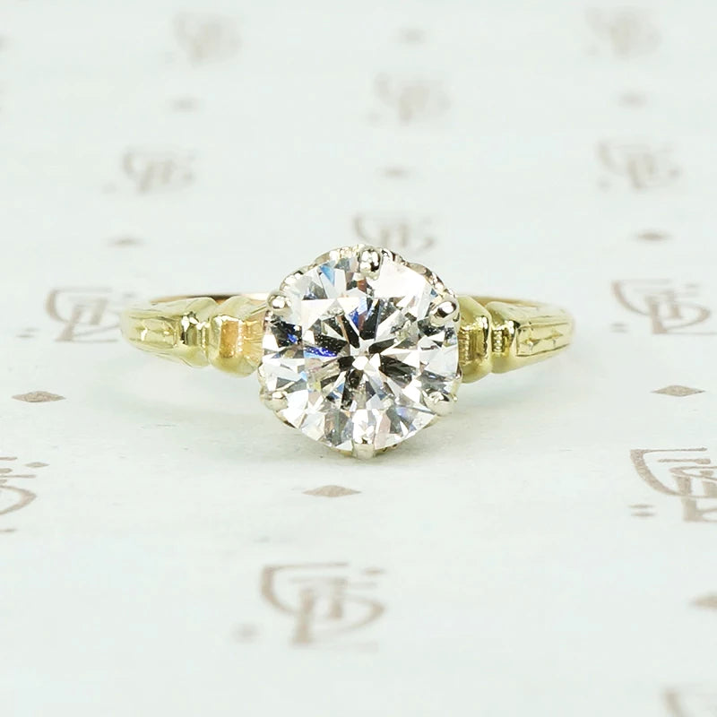 1.32 carat e color I1 Transitional cut diamond vintage solitaire
