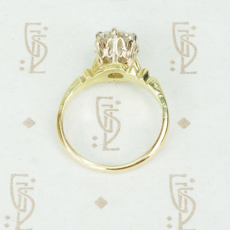 1.32 Carat Vintage Diamond Yellow Gold Solitaire