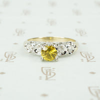 2 tone nos yellow sapphire engagement ring circa 1940