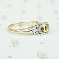 Tiny Bubbles NOS Yellow Sapphire Engagement Ring