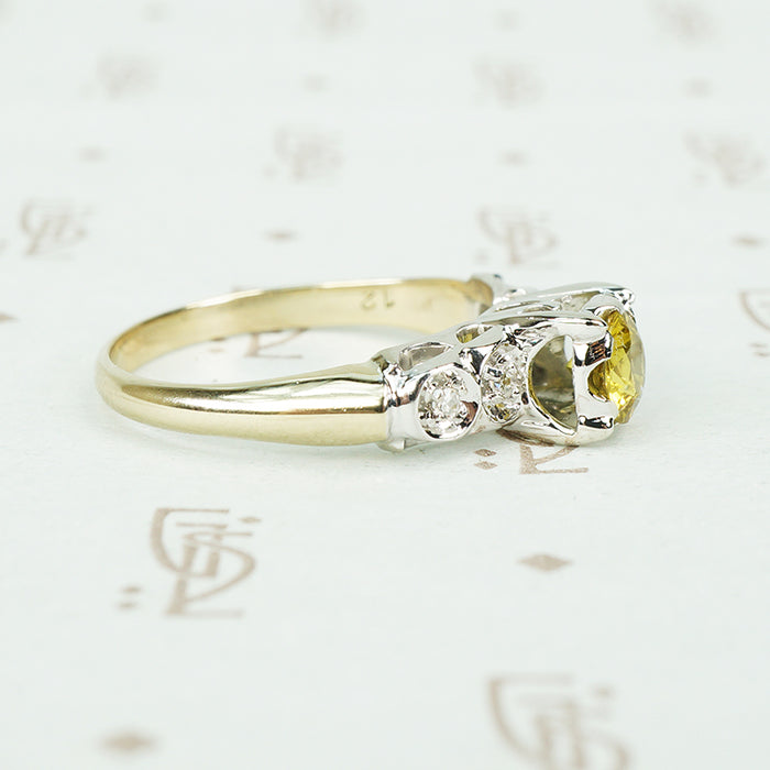 Tiny Bubbles NOS Yellow Sapphire Engagement Ring