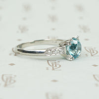 Classic 1940's Platinum Blue Zircon Engagement Ring