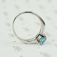 Classic 1940's Platinum Blue Zircon Engagement Ring