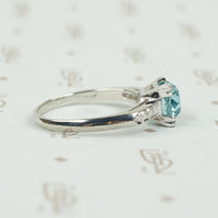 Classic 1940's Platinum Blue Zircon Engagement Ring