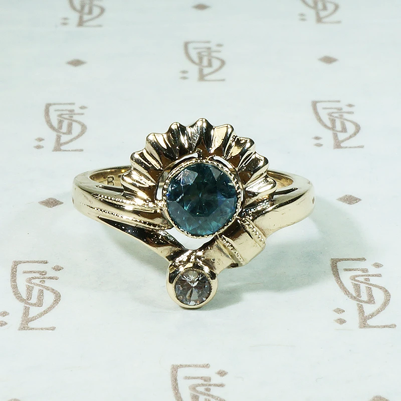 Whimsical Retro Zircon & White Sapphire Ring