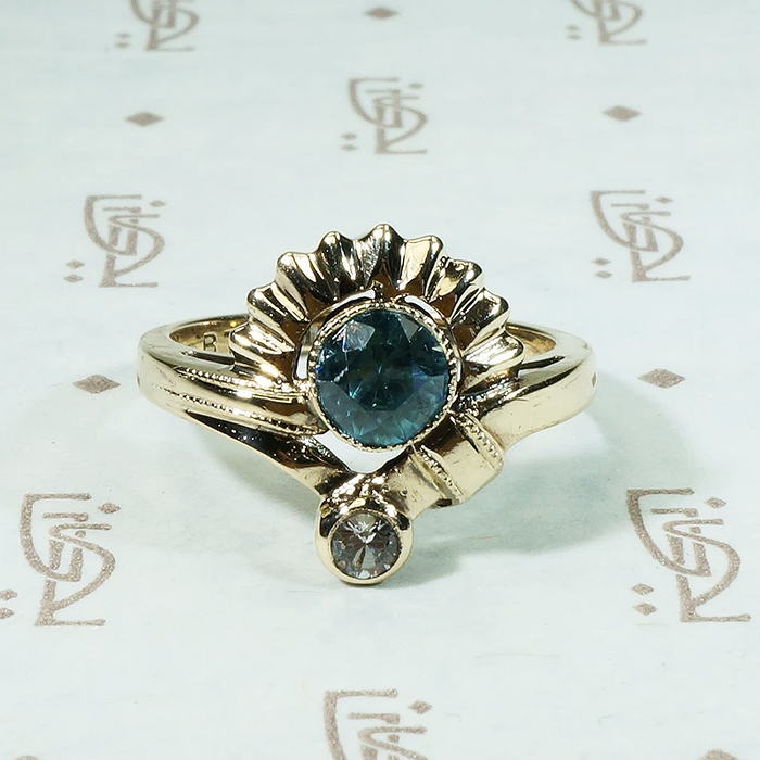 Whimsical Retro Zircon & White Sapphire Ring