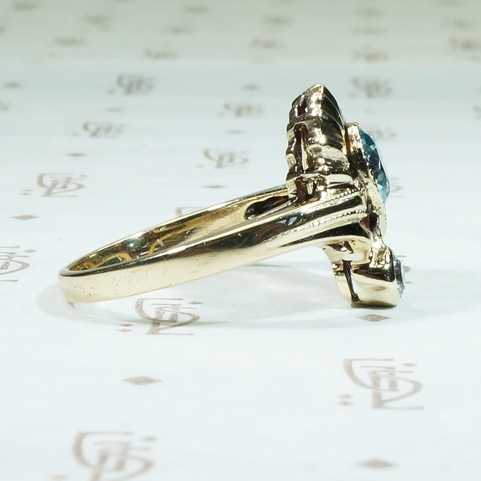 Whimsical Retro Zircon & White Sapphire Ring