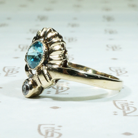 Whimsical Retro Zircon & White Sapphire Ring