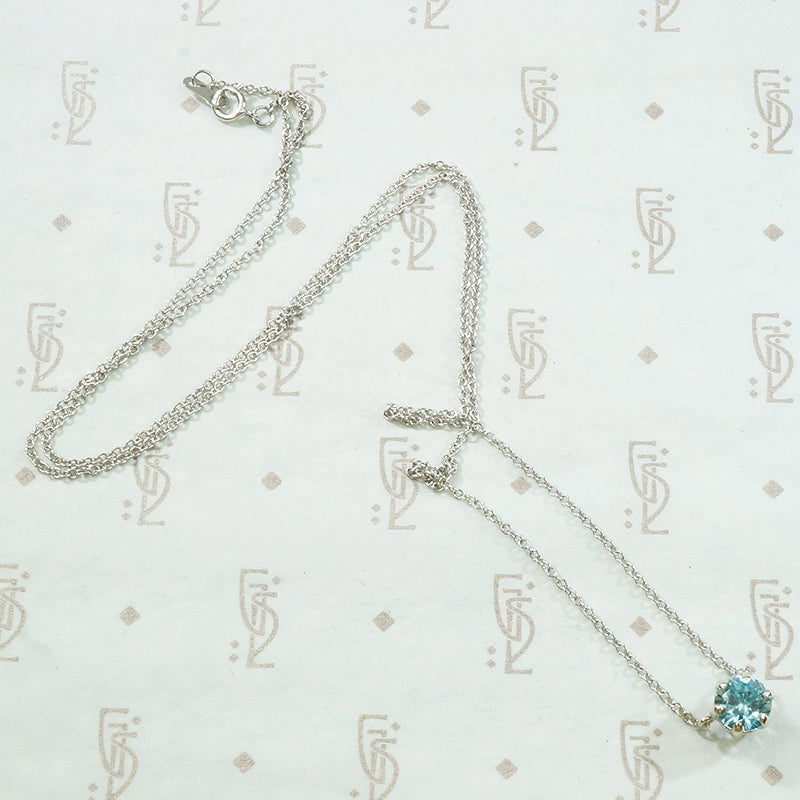 Flashing Natural Blue Zircon Pendant