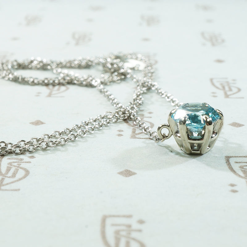 Flashing Natural Blue Zircon Pendant