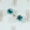 Natural Blue Zircon Platinum Stud Earrings