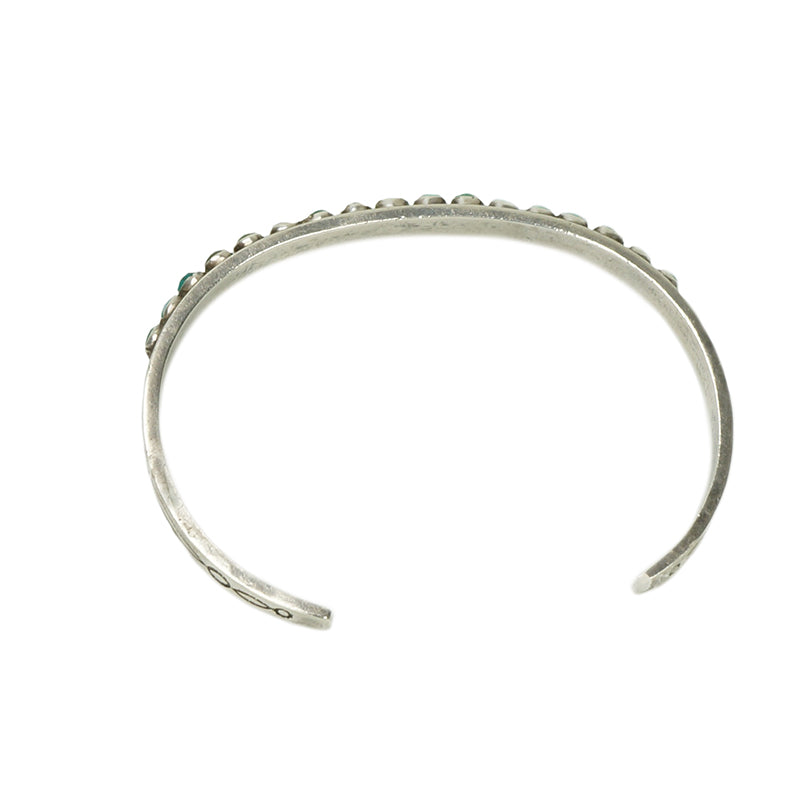 Vintage Silver and Turquoise Thin Zuni Cuff