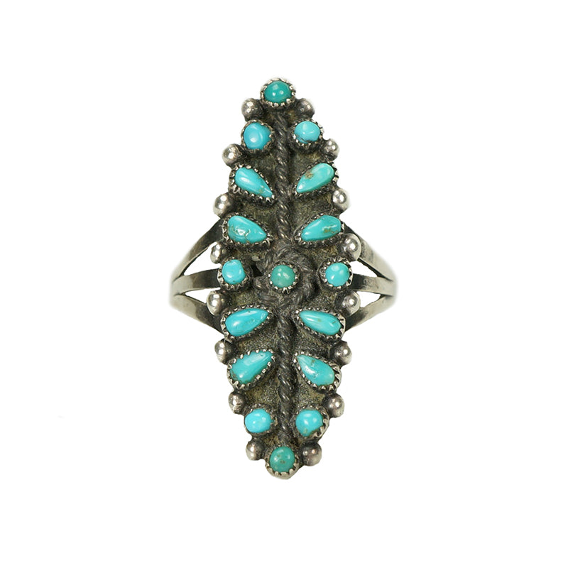 Vintage Zuni Petit Point Turquoise Ring - Gem Set Love