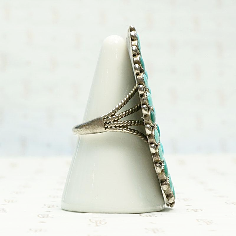 Incredible Huge Zuni Turquoise Ring, side view.