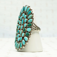 Incredible Huge Zuni Turquoise Ring, side view.