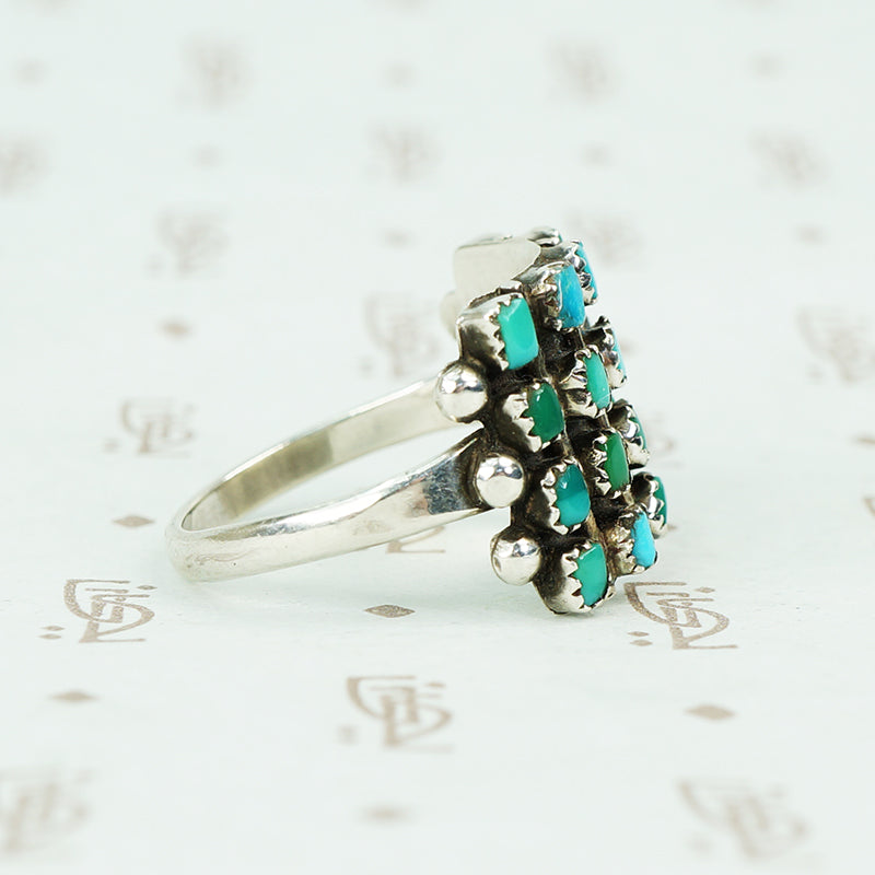 vintage silver Zuni petit point ring side view